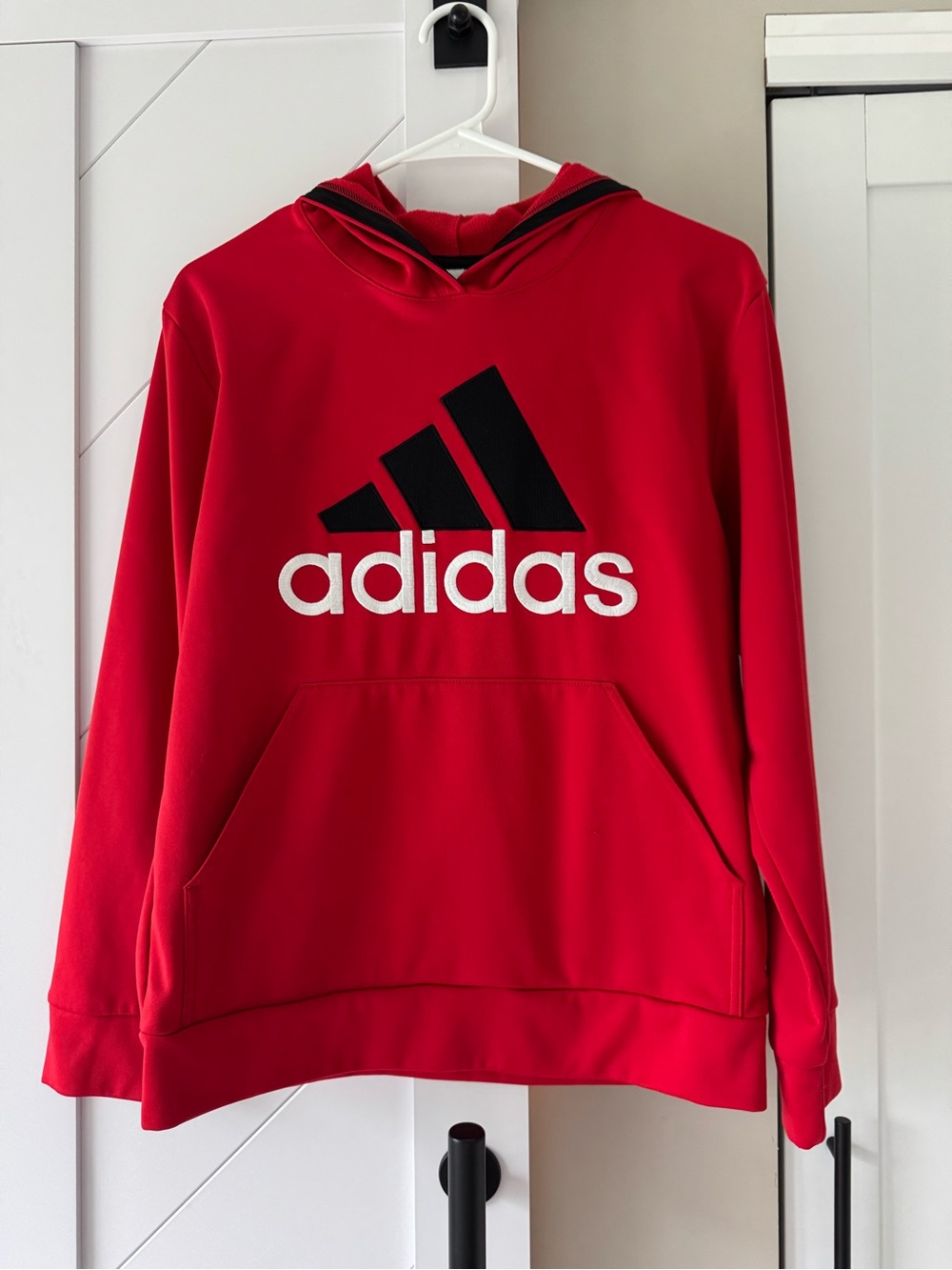 adidas Red Hoodie with Black Logo